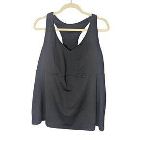 Fabletics On The Go Tank Built In Bra Cell Phone Pocket Womens Size 1X in Black